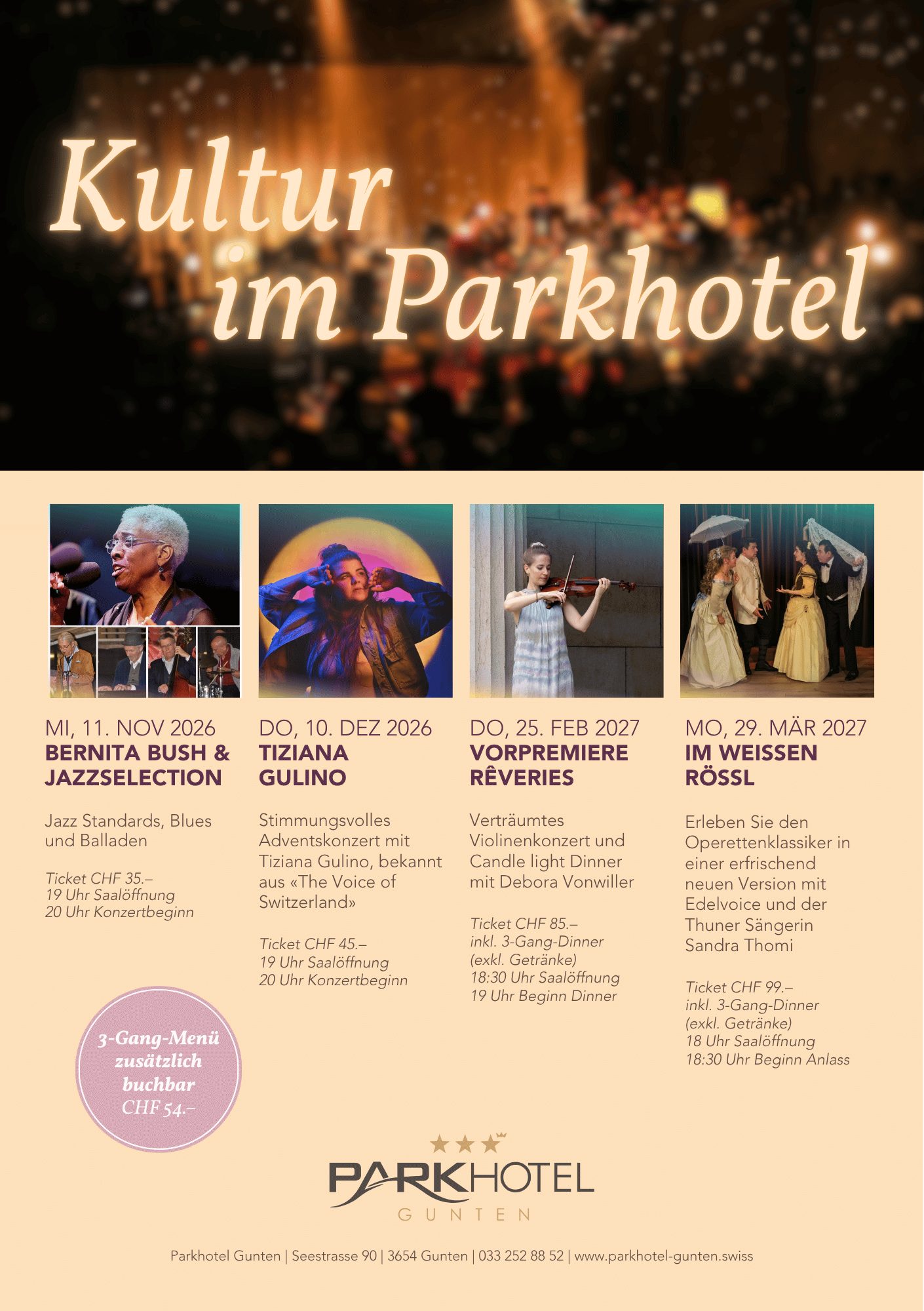 Parkhotel Gunten: Flyer Kultur im Parkhotel 2026-27